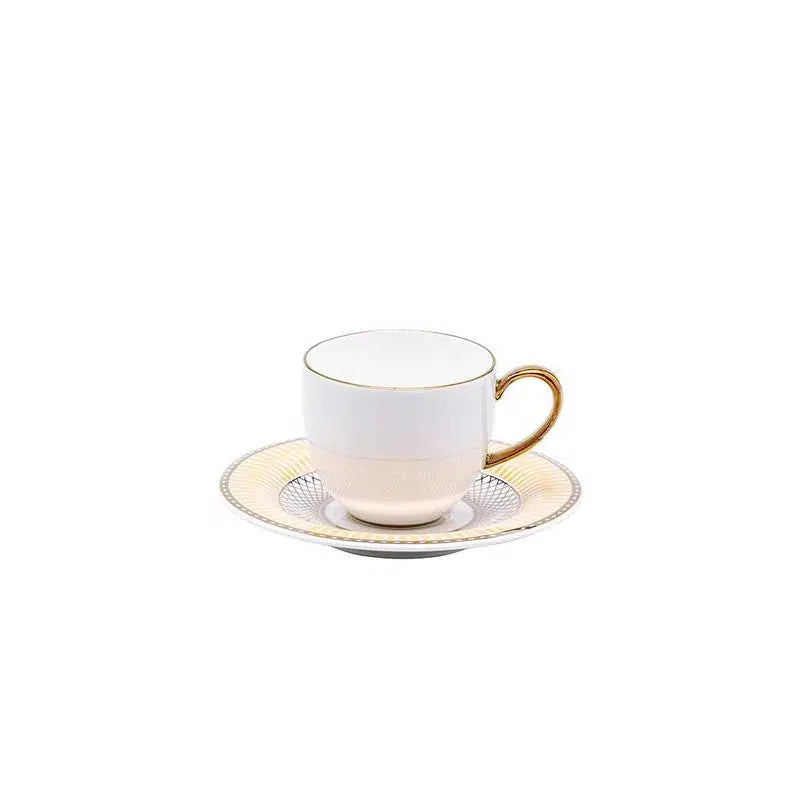 Conjunto com 6 Xícaras de Café com Pires Porcelana Gold Star 110ml Strauss