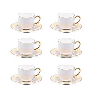 Conjunto com 6 Xícaras de Café com Pires Porcelana Gold Star 110ml Strauss