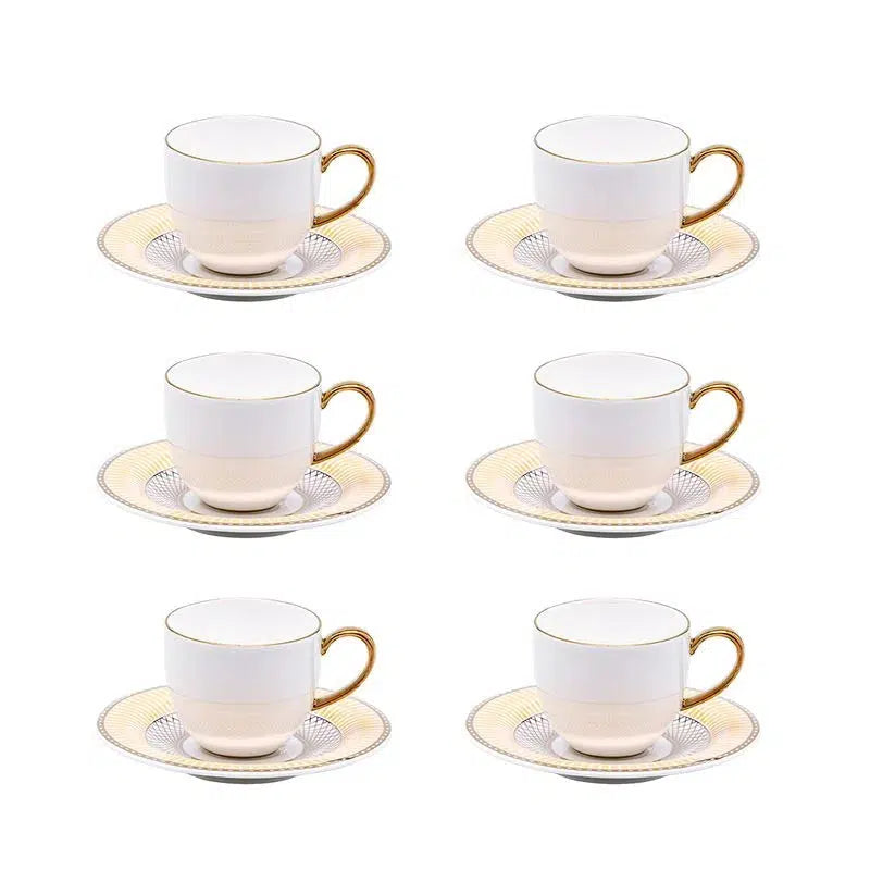 Conjunto com 6 Xícaras de Café com Pires Porcelana Gold Star 110ml Strauss