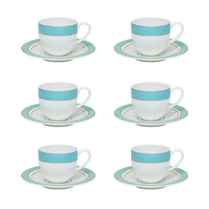 Conjunto com 6 Xícaras de Café com Pires Porcelana Marie 110ml Strauss