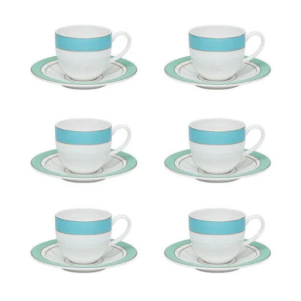 Conjunto com 6 Xícaras de Café com Pires Porcelana Marie 110ml Strauss