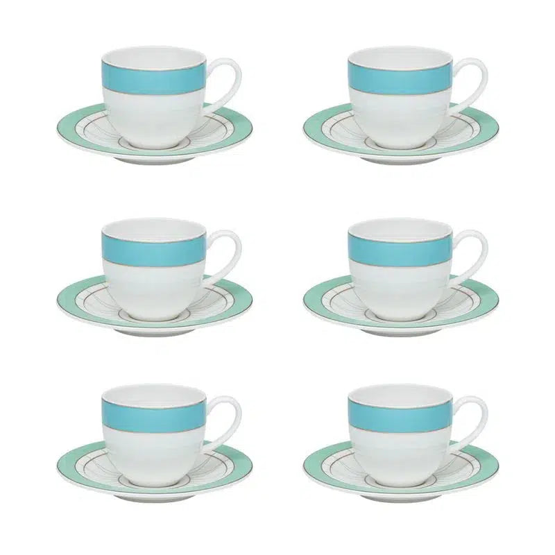 Conjunto com 6 Xícaras de Café com Pires Porcelana Marie 110ml Strauss