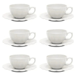 Conjunto com 6 Xícaras de Chá Porcelana Flora Camélia 220ml Oxford