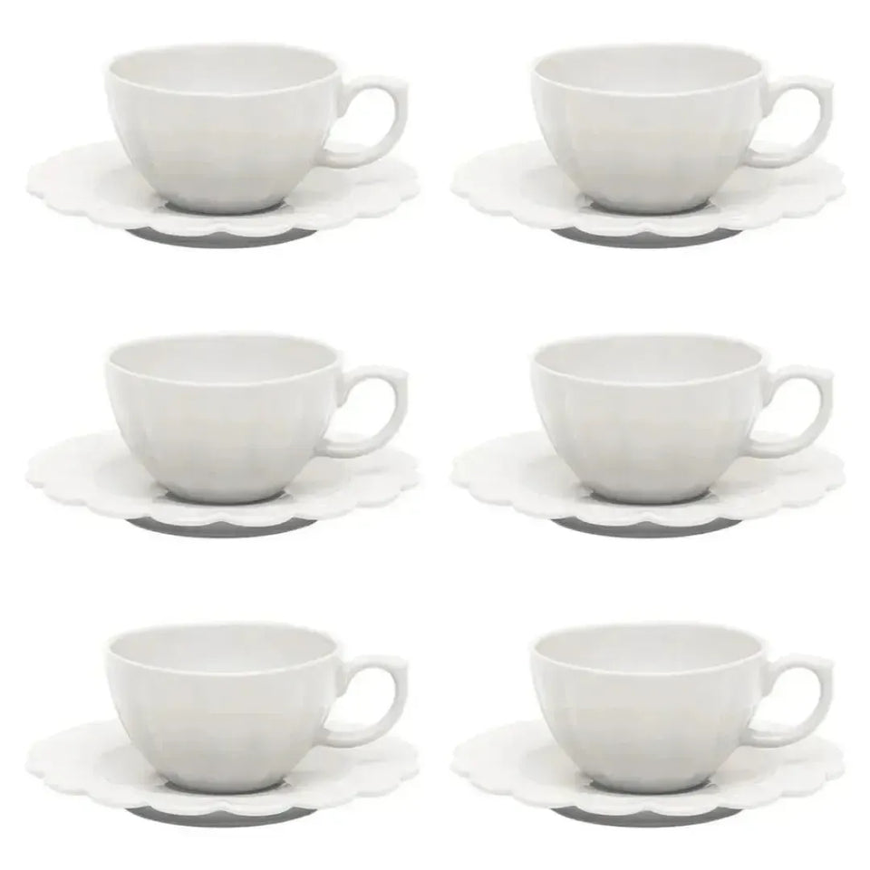 Conjunto com 6 Xícaras de Chá Porcelana Flora Camélia 220ml Oxford