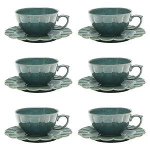 Conjunto com 6 Xícaras de Chá Porcelana Flora Hortênsia 220ml Oxford