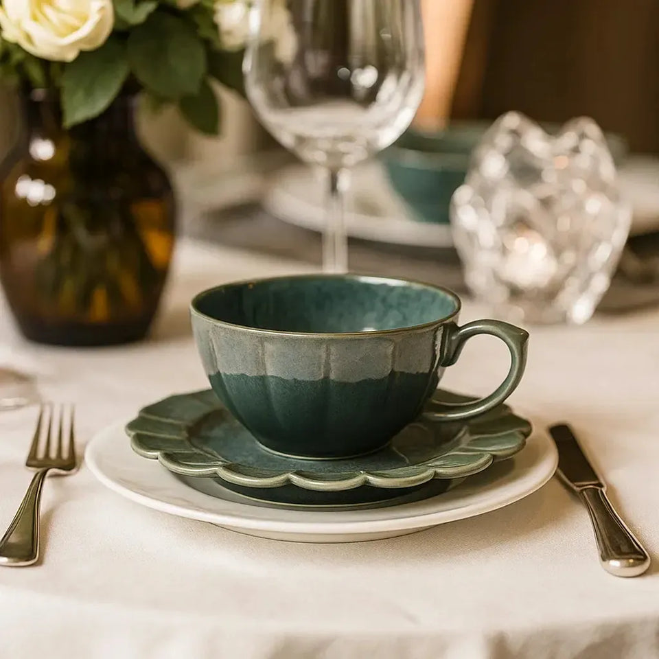 Conjunto com 6 Xícaras de Chá Porcelana Flora Hortênsia 220ml Oxford