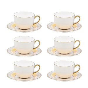 Conjunto com 6 Xícaras de Chá com Pires Porcelana Gold Star 270ml Strauss