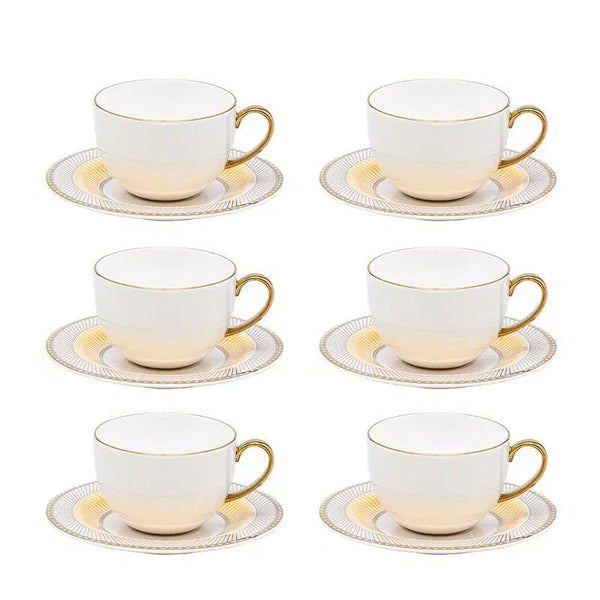 Conjunto com 6 Xícaras de Chá com Pires Porcelana Gold Star 270ml Strauss