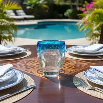 Copo Acrílico Bolhas Topo Degradê Azul 414ml