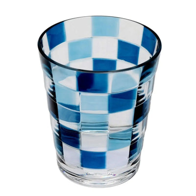 Copo Acrílico Detalhe Xadrez Azul 470ml