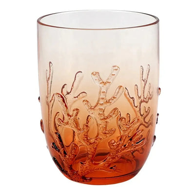 Copo Acrílico Detalhes Coral Laranja 480ml