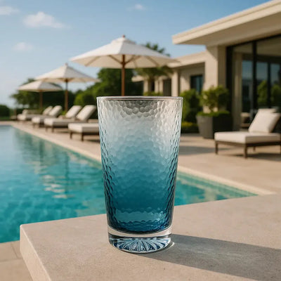 Copo Longo Acrílico Detalhe Degradê Azul 562ml