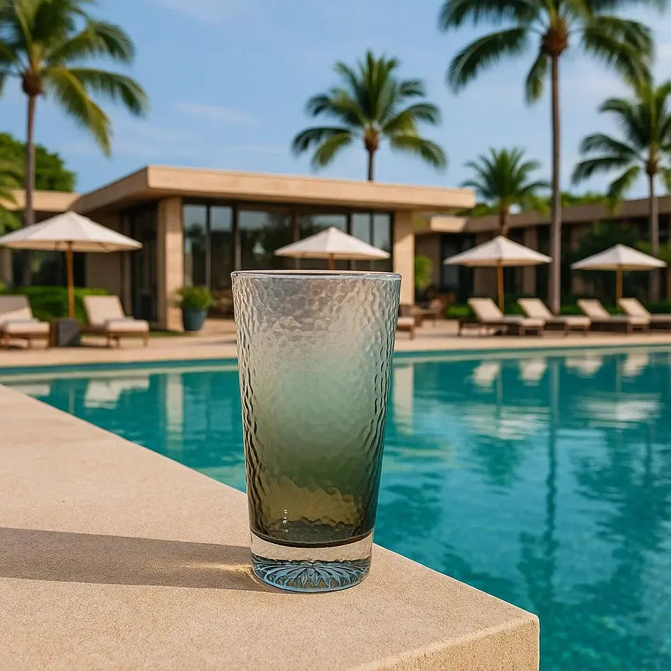 Copo Longo Acrílico Detalhe Degradê Verde 562ml