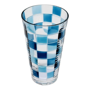 Copo Longo Acrílico Detalhe Xadrez Azul 600ml