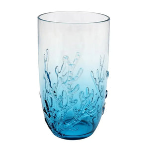 Copo Longo Acrílico Detalhes Coral Azul 680ml