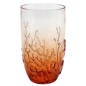 Copo Longo Acrílico Detalhes Coral Laranja 680ml