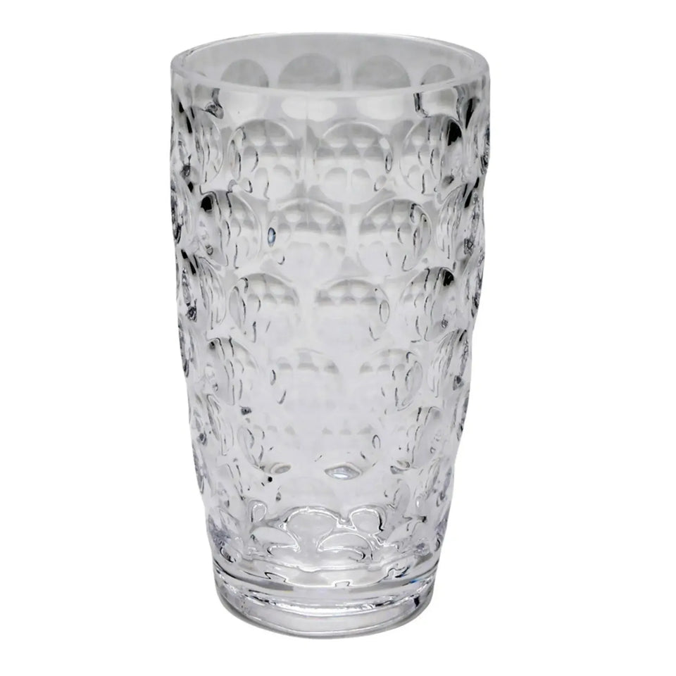 Copo Longo Acrílico Lapidado Círculos Transparente 670ml