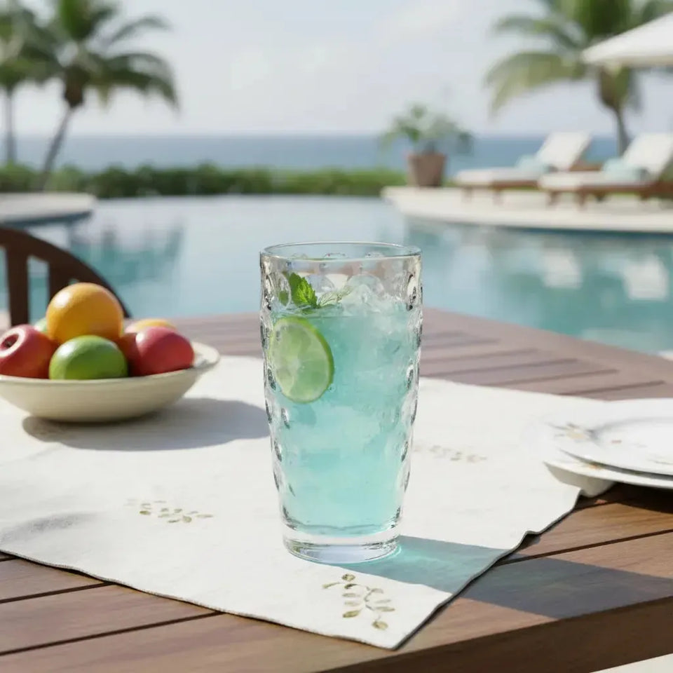 Copo Longo Acrílico Lapidado Círculos Transparente 670ml