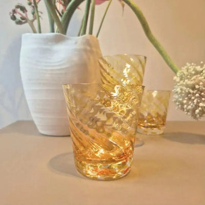 Copo Mozart em Puro Cristal para Whisky / Coquetel Murano Colors Torcido Âmbar 450ml