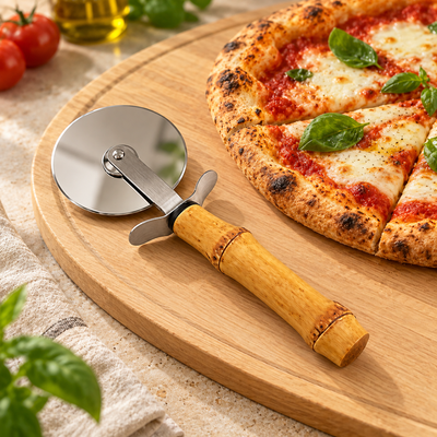 Cortador de Pizza em Bambu Natural