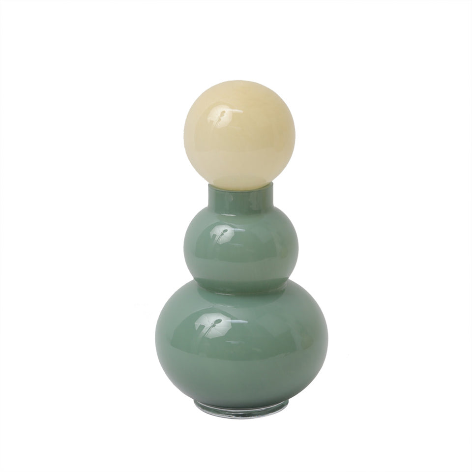 Garrafa Decorativa Verde e Bege Linha Contour