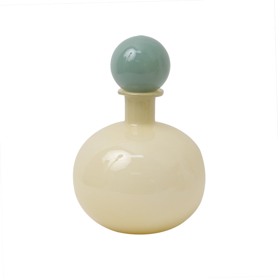 Garrafa Decorativa Bege e Verde Linha Contour