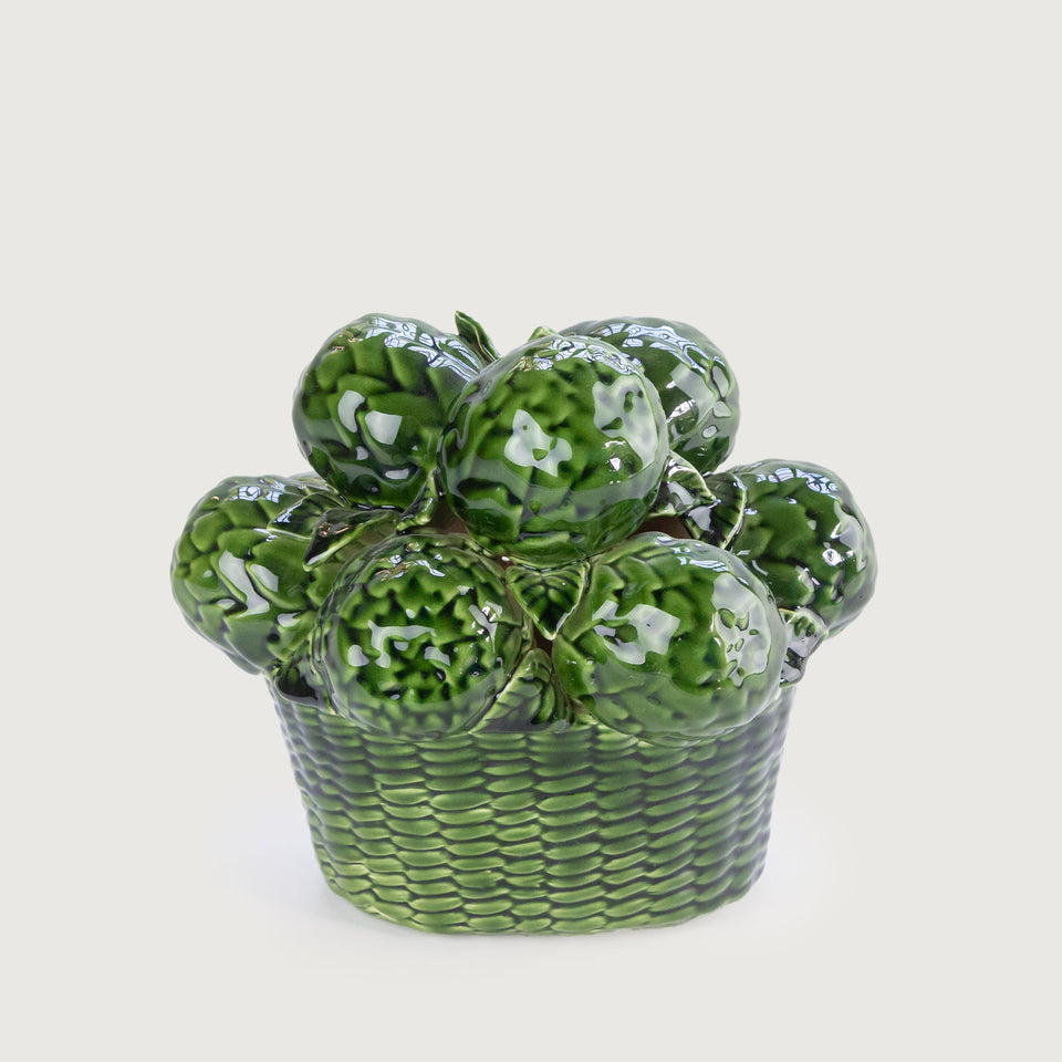 Adorno Cesto com Alcachofra Verde