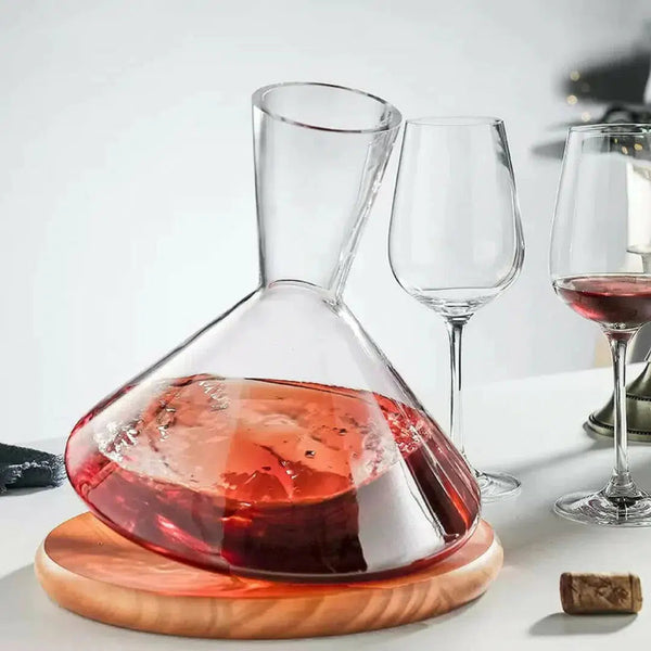 Decanter de Vinhos em Cristal Soffiato com Base de Madeira 2,3L Fracalanza