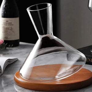 Decanter de Vinhos em Cristal Soffiato com Base de Madeira 2,3L Fracalanza