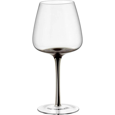 Jogo 6 Taças Água Vidro Transparente com Haste Preta 600ml