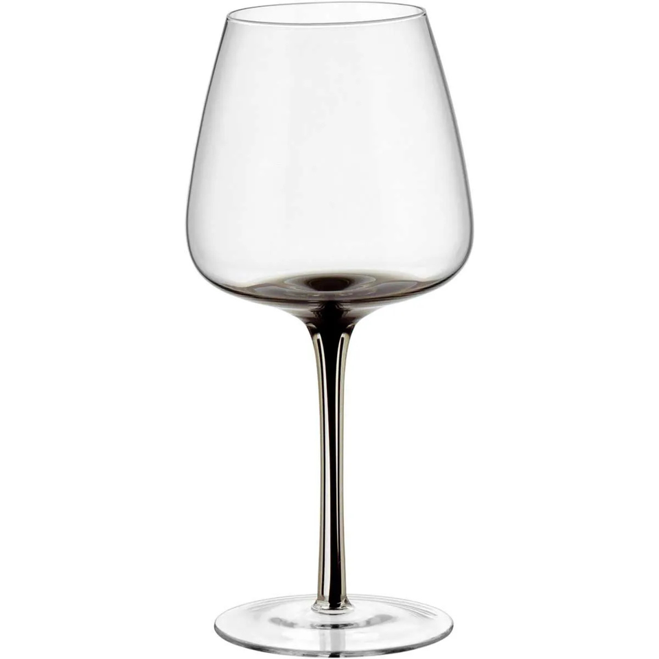 Jogo 6 Taças Água Vidro Transparente com Haste Preta 600ml