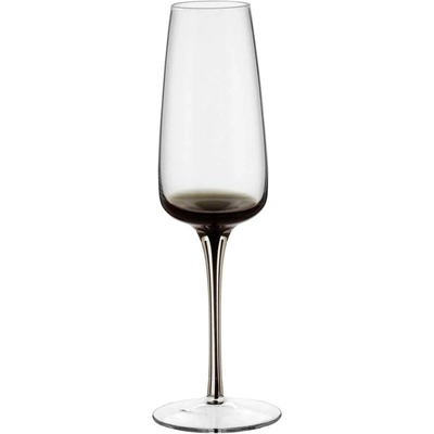 Jogo 6 Taças Champanhe Vidro Transparente com Haste Preta 210ml