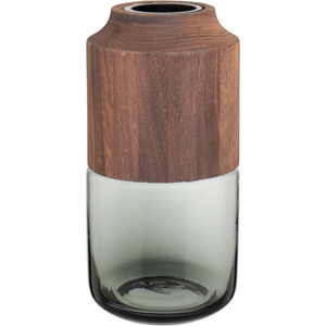 Vaso Vidro / Madeira 30x10cm