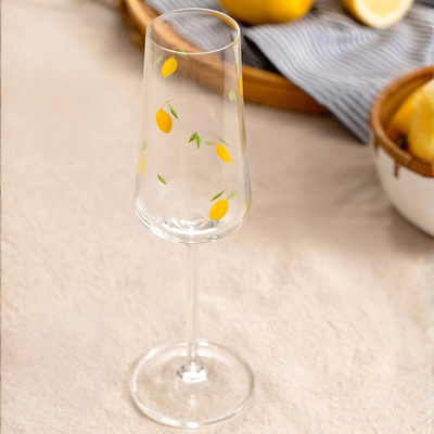 Jogo 6 Taças Champanhe Allure Sparkling em Cristal Ecológico 220ml Limão