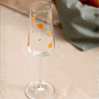 Jogo 6 Taças Champanhe Allure Sparkling em Cristal Ecológico 220ml Laranja