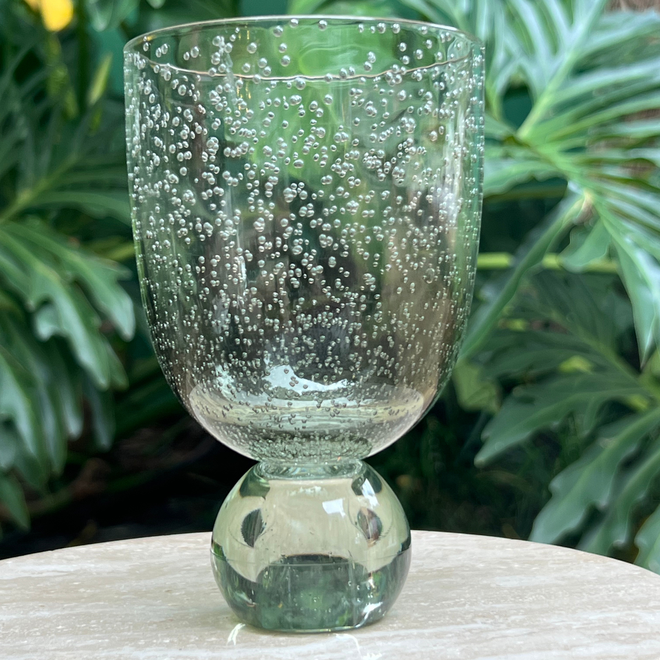 Conjunto 6 Copos Acrilico Detalhe Degradê Bolhas base Esfera Verde Linha Sintonia 360ml