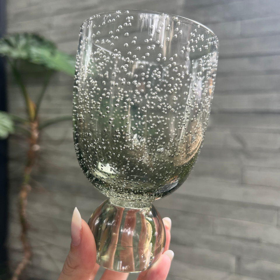 Conjunto 6 Copos Acrilico Detalhe Degradê Bolhas base Esfera Verde Linha Sintonia 360ml