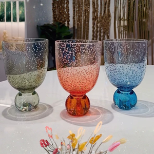 Conjunto 6 Copos Acrilico Detalhe Degradê Bolhas base Esfera Verde Linha Sintonia 360ml