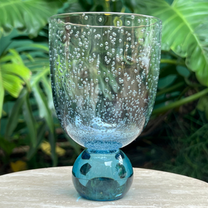 Conjunto 6 Copos Acrilico Detalhe Degradê Bolhas base Esfera Azul Linha Sintonia 360ml