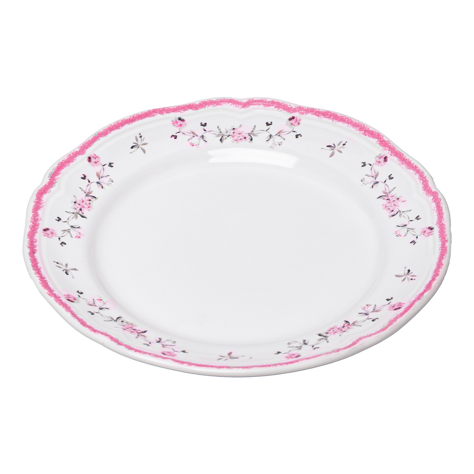 Conjunto 4 Pratos de Sobremesa Cerâmica Florescer Rosa 19,5cm