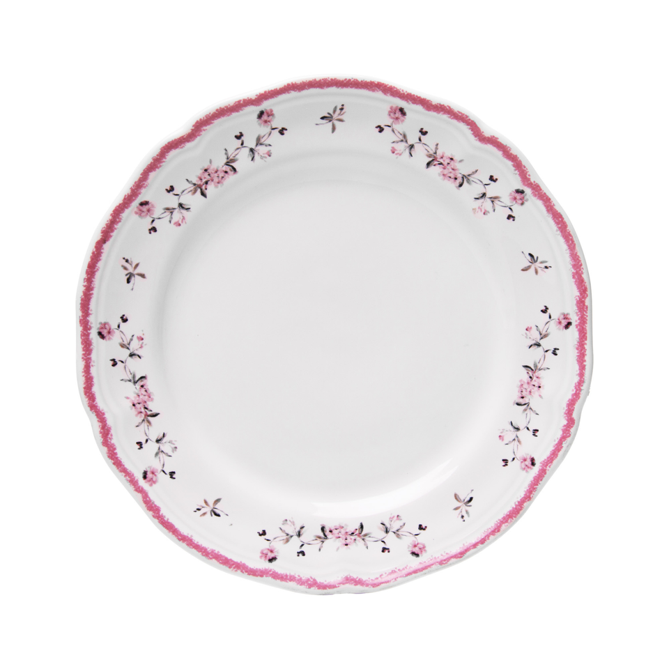 Conjunto 4 Pratos de Sobremesa Cerâmica Florescer Rosa 19,5cm