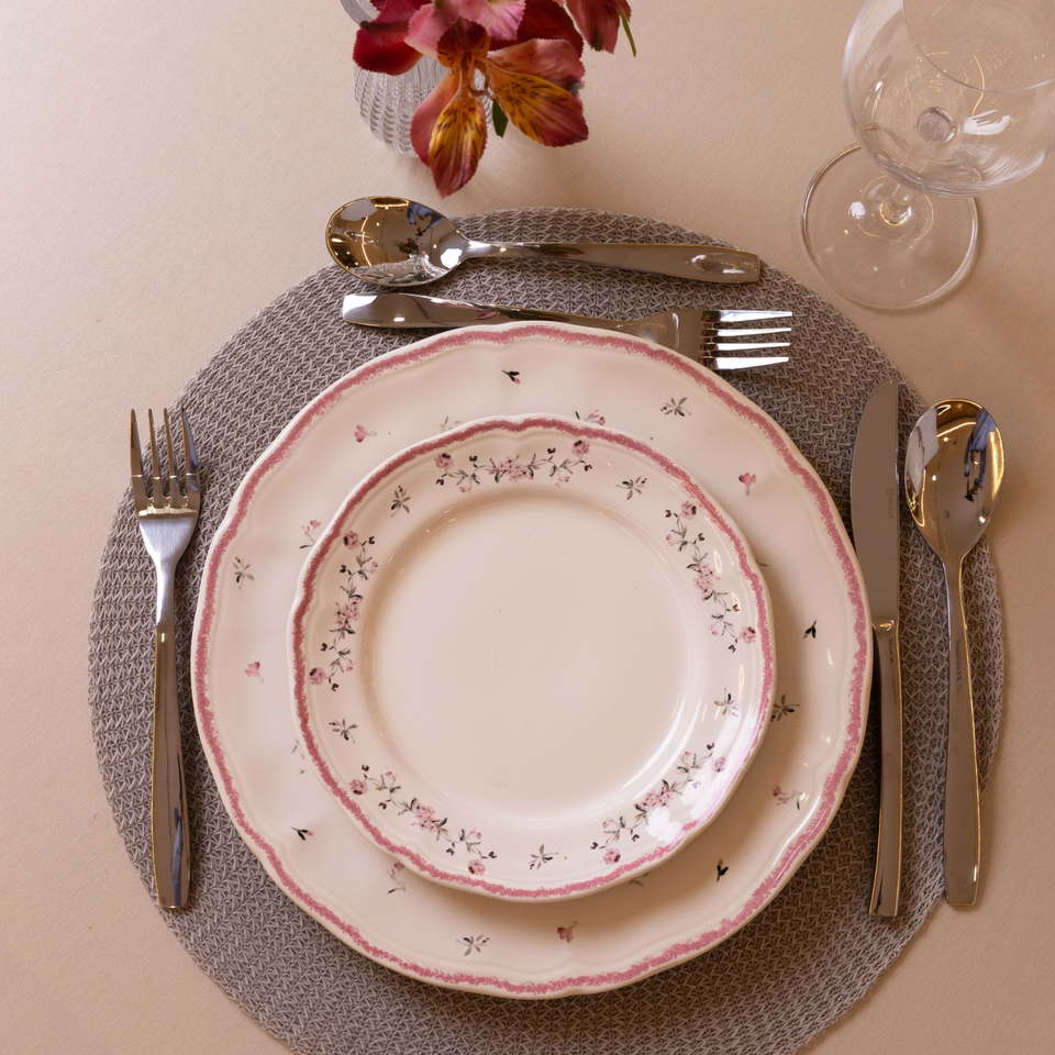 Conjunto 4 Pratos de Sobremesa Cerâmica Florescer Rosa 19,5cm