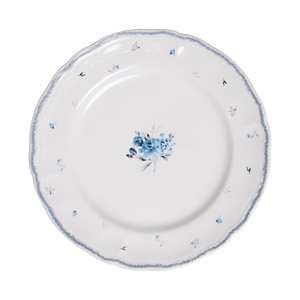 Conjunto 4 Pratos Rasos Cerâmica Florescer Azul 27cm