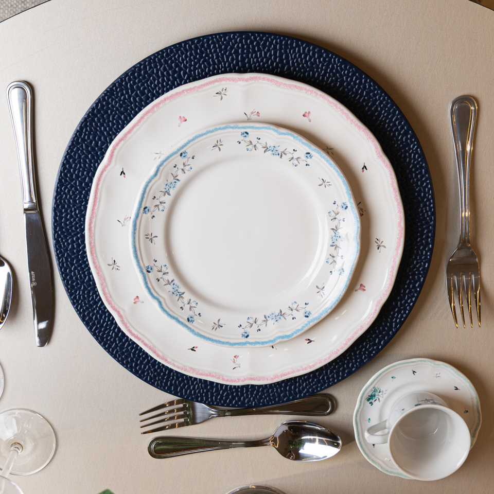 Conjunto 4 Pratos de Sobremesa Cerâmica Florescer Azul 19,5cm