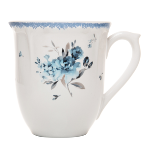 Conjunto 4 Canecas Cerâmica Florescer Azul 330ml