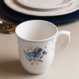 Conjunto 4 Canecas Cerâmica Florescer Azul 330ml