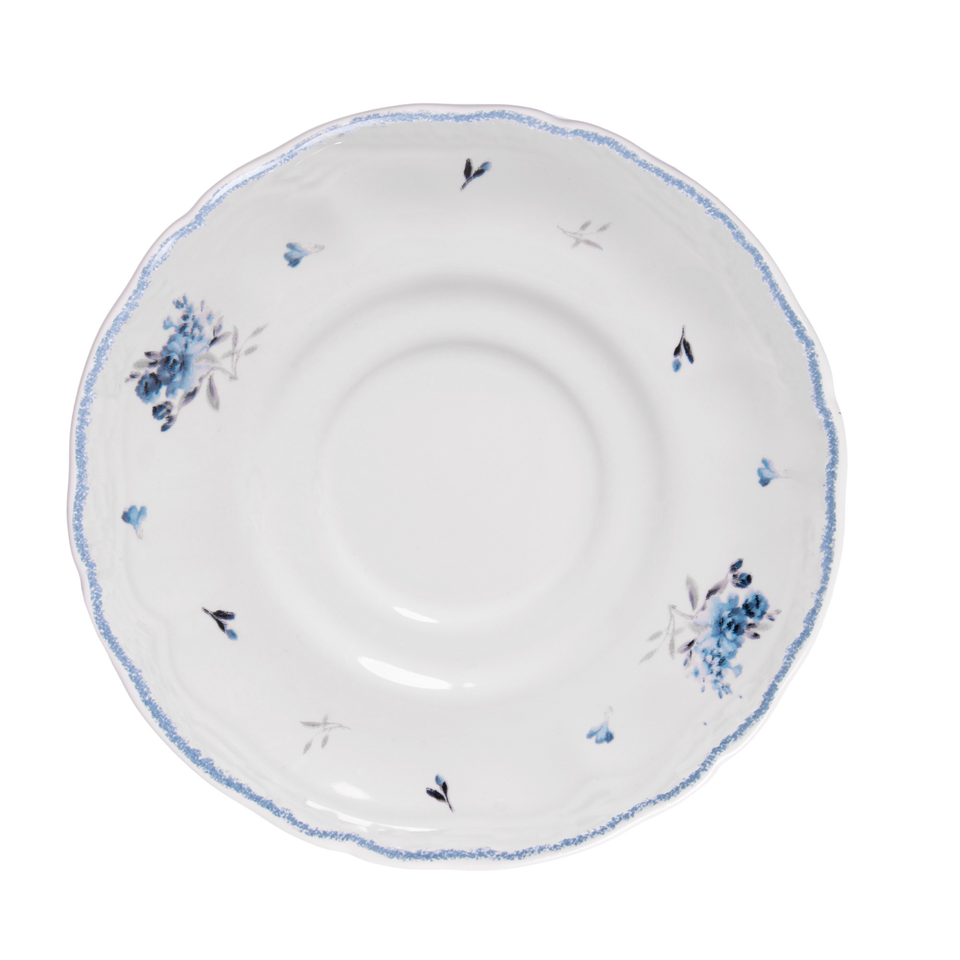 Conjunto 4 Xícaras de Chá com Pires Cerâmica Florescer Azul 200ml