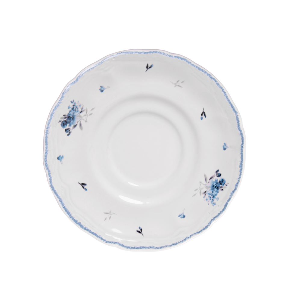 Conjunto 4 Xícaras de Café com Pires Cerâmica Florescer Azul 90ml