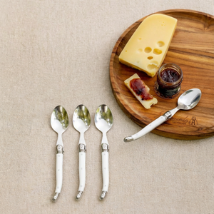 Kit com 6 Colheres para Sobremesa Luxo Branco Laguiole La Maison