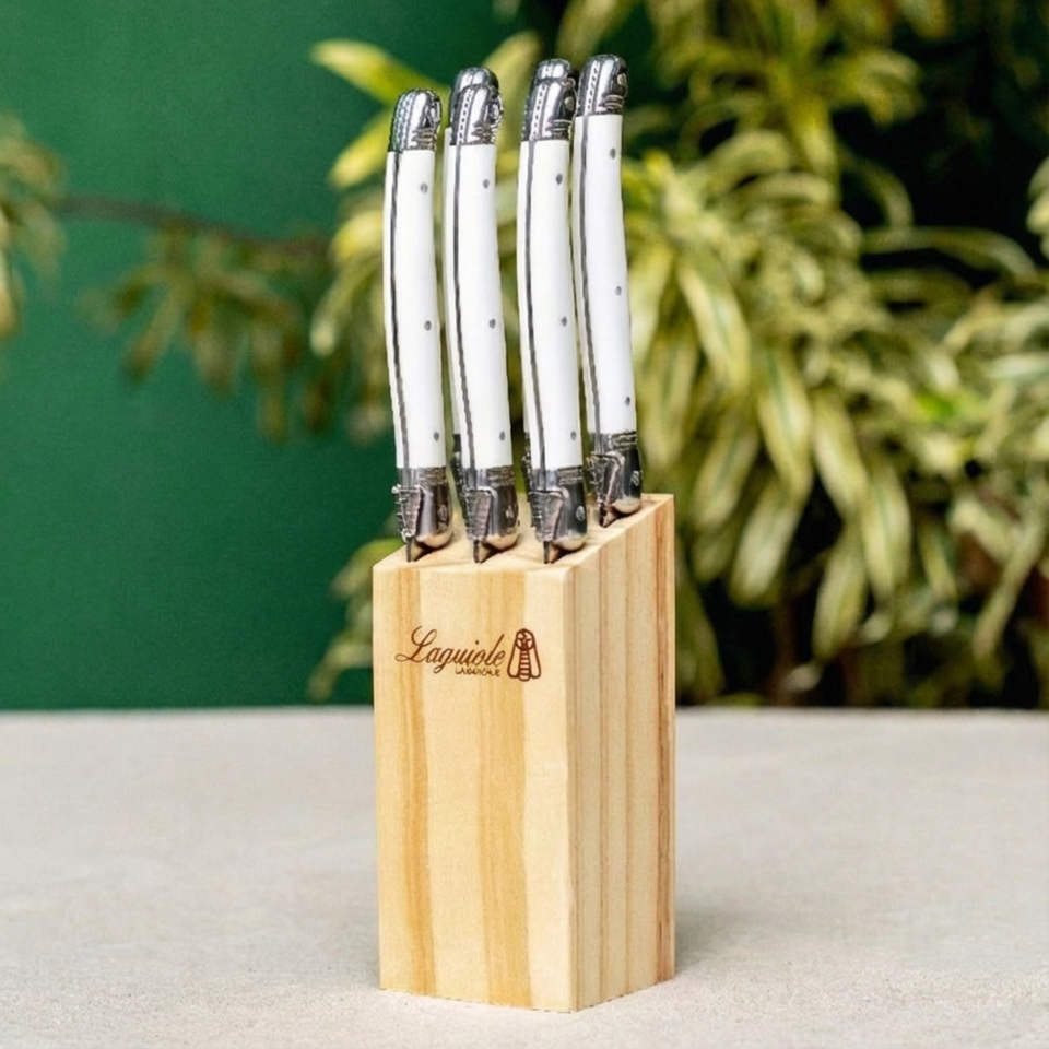 Kit com 6 Facas Luxo Branco Laguiole La Maison
